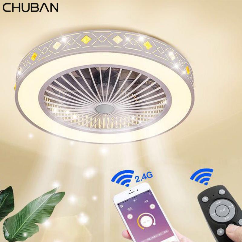 

LED Ceiling Fan Lamp Light Phone App Remote Control Modern Ceiling Fans Invisible 55 50cm Fans Home Decoration Lighting Fan 220V