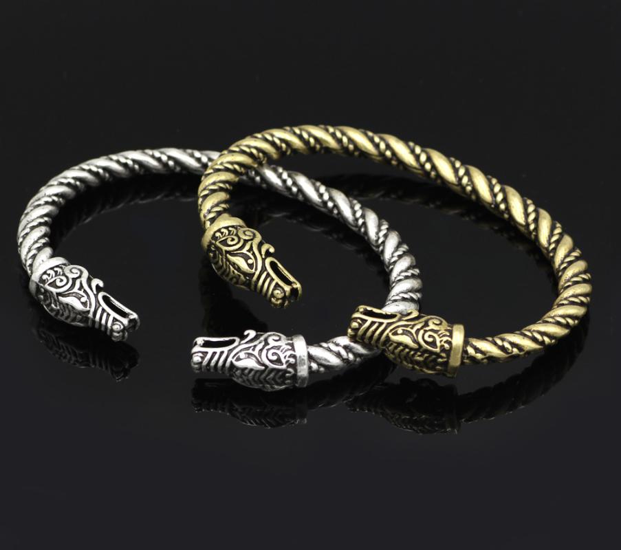 

10 pcs norse viking dragon wolf head bracelet with gift bag