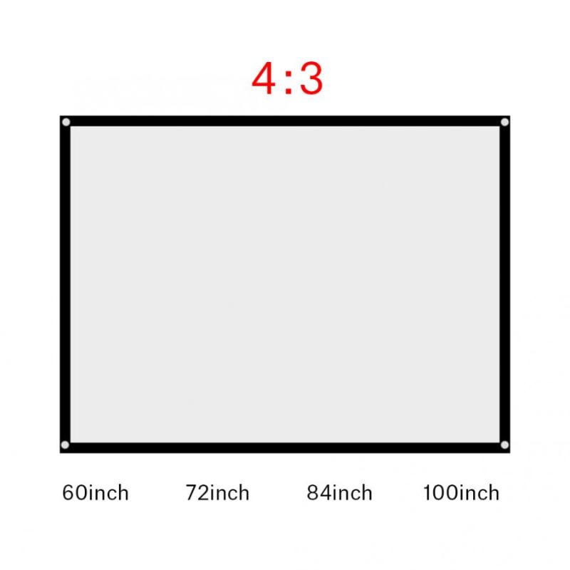 

Projection Screen 60-100 Inch Portable Foldable Non-crease White Projector Curtain Projection Screen 4:3 Telon Para Proyector