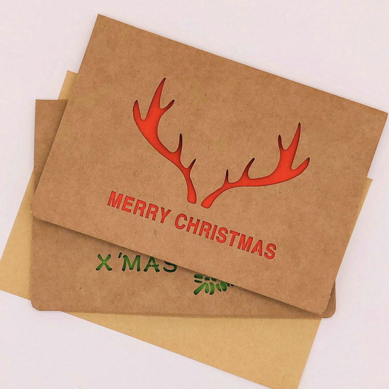 

New Year greeting card kraft paper retro hollow greeting card business new year birthday general