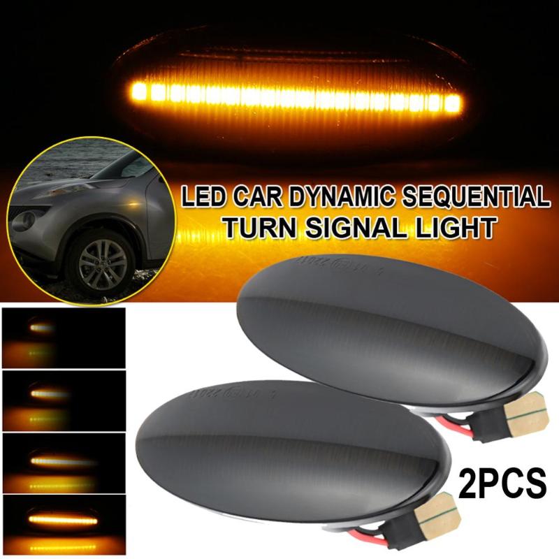 

2 X LED Car Auto Dynamic Sequential Turn Signal Light Lamp For Leaf Juke Qashqai Cube Xtrail Smart Fortwo W453 C453, As pic
