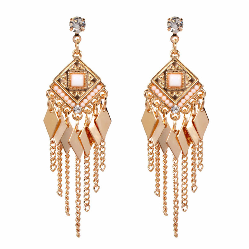 

Bohemian Exaggerated Geometric Long Tassel Drop Earrings For Women Party Prom Fashion Earrings Jewelry Accessory