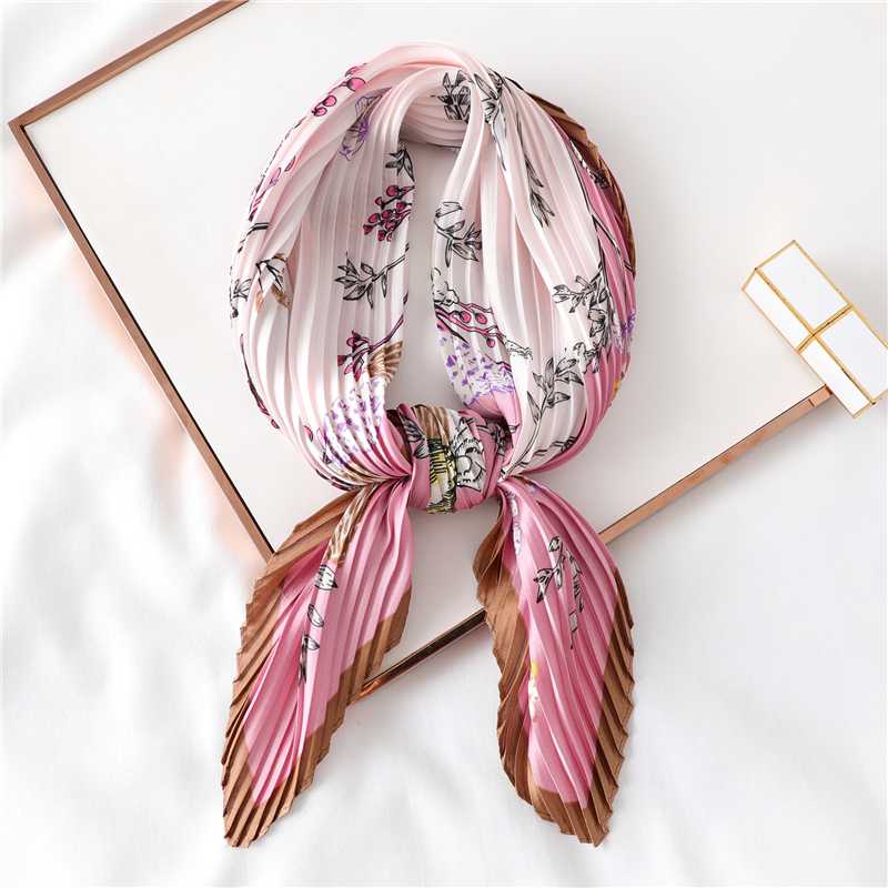 

Zijde Crinkle Sjaal Vrouwen Haar Band Bloemenprint Halsdoek Tie Foulard Lady Hoofd Sjaals En Wraps Bandana
