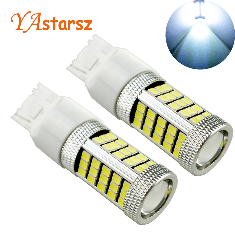 

2 Pcs T20 7440 W21W WY21W Super Bright 66 smd 2835 LED Lens Car Backup Lights Engine Brake Light DRL White Red Yellow DC 12V, As pic