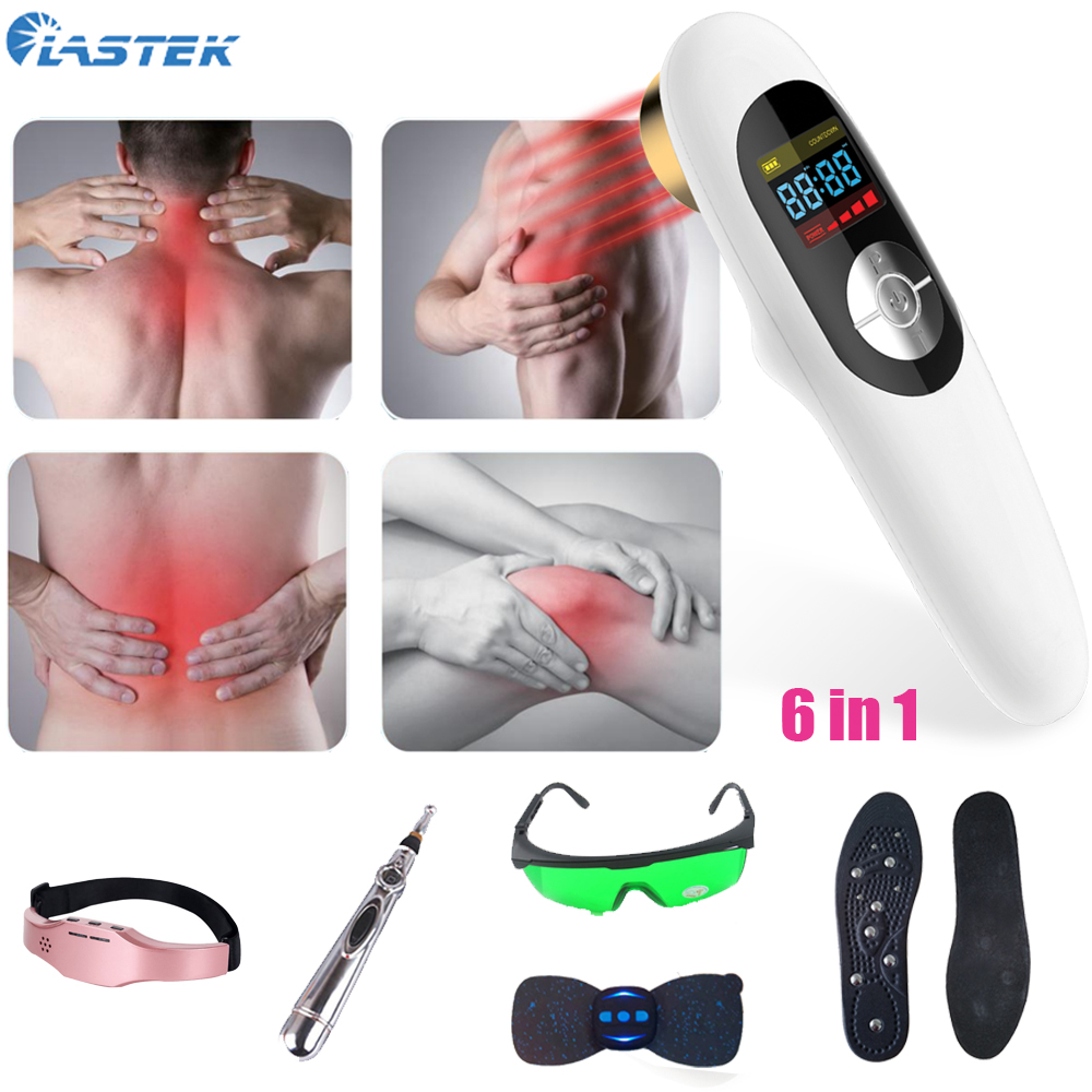 

LASTEK 6 in 1 Family Medical Kit Health Massage Joint Pain Facial Paralysis Neurasthenia Pain Relief 650/808nm Handheld Laser Therapy Device