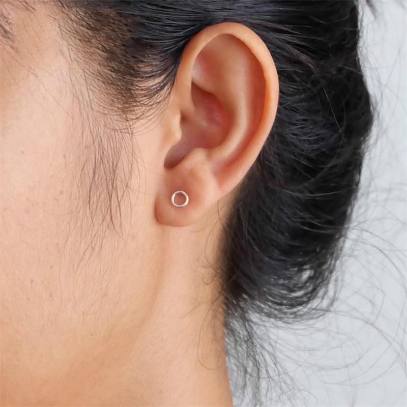 

AprilGrass Brand Simple 925 Sterling Silver Earrings for Women Geometric Round Small Circle Earrings Korean Jewelry Brincos Boucle D'oreille