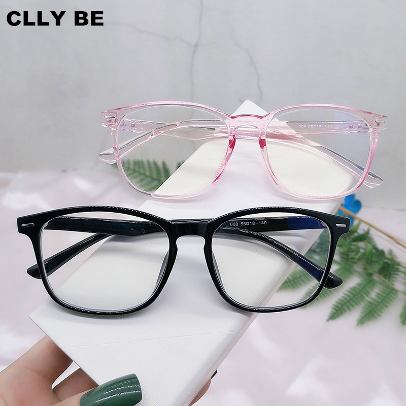 

Optical Myopia Glasses Frame Men Women Anti-blue light Simple Square Finished Myopia Glasses TR90 Super Light Spectacle Frames, White;black