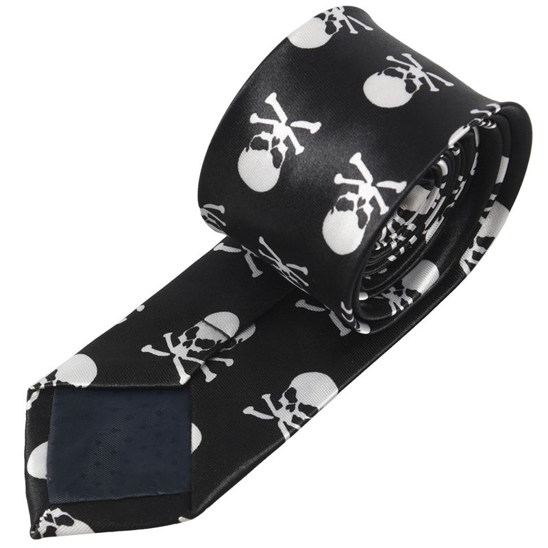 

Men Fashion Casual Skinny Slim Narrow Tie Formal Wedding Party Necktie, #37 (Black+White Skull