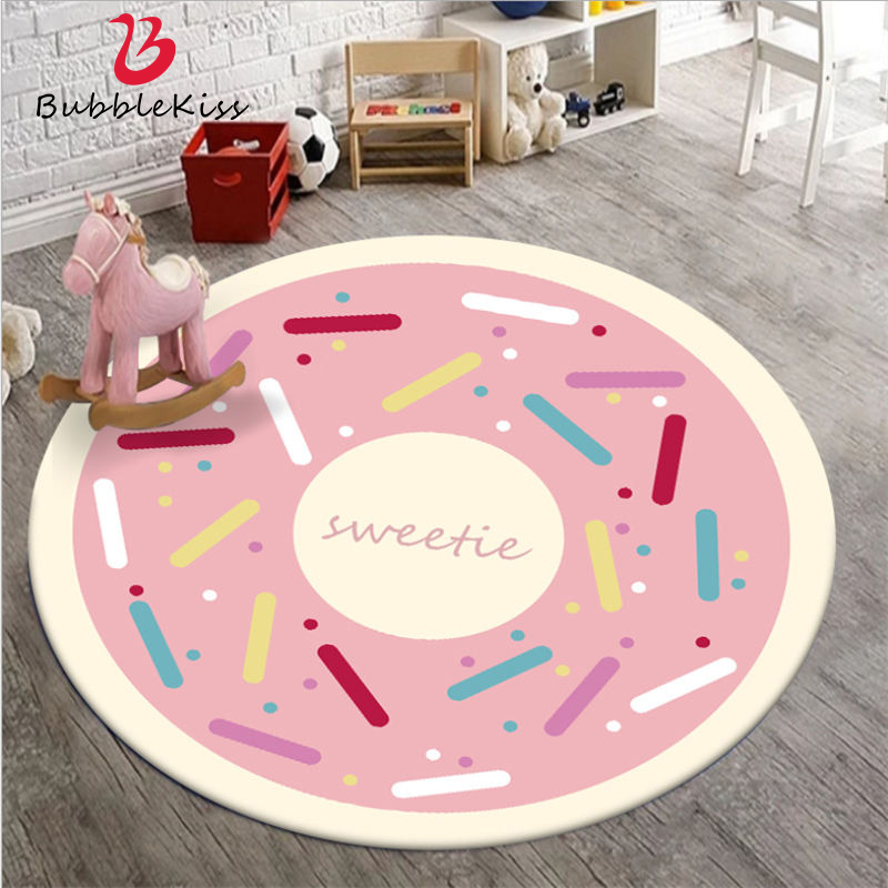 

Cute Round Carpets for Home Living Room Decoration Pink Rugs Circle Round Pattern Modern Carpet Floor Mat 100% Polyester