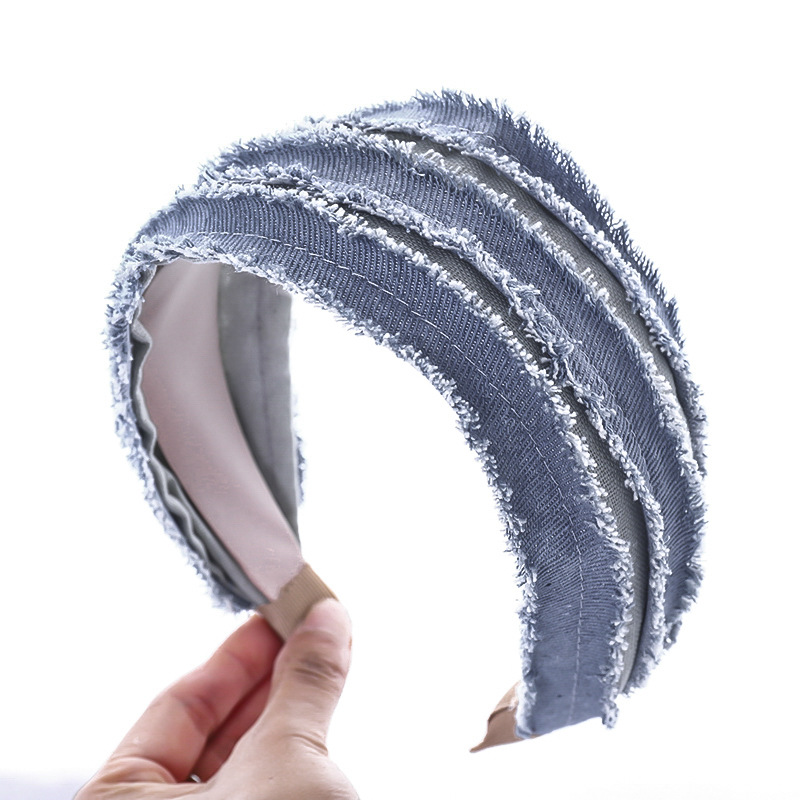 

Vintage Denim Tassels Brim Bezel Hair Band Women Headband Hair Clips Girls Accessories Hairband Ties opaska do wlosow