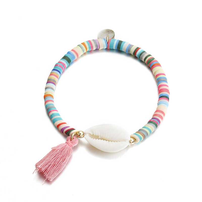 

Multicolor Bohemian Shell Tassel Bracelet Ehthic Beach Boho Statement Cotton Rope Chain Woven Bracelet for Women