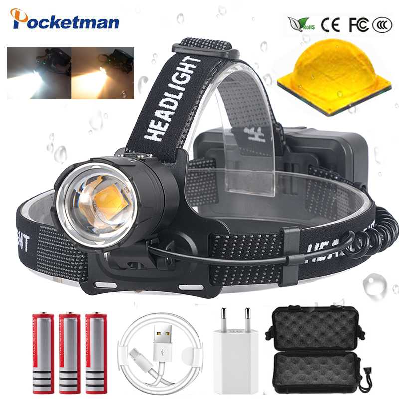 

Brightest XHP70 LED most powerful Headlamps Heavy foggy snowy work light XHP70.2 headlights torch ZOOM use 3x18650 Battery