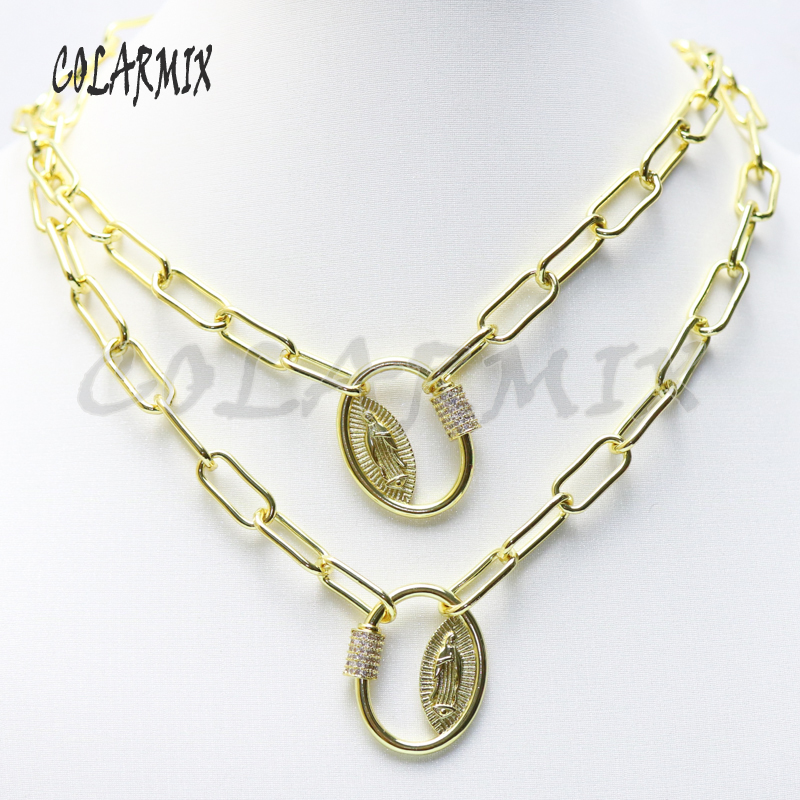 

4strands Virgin Mary necklace not fade color necklace big link chain fashion jewelry accessories for women 50977