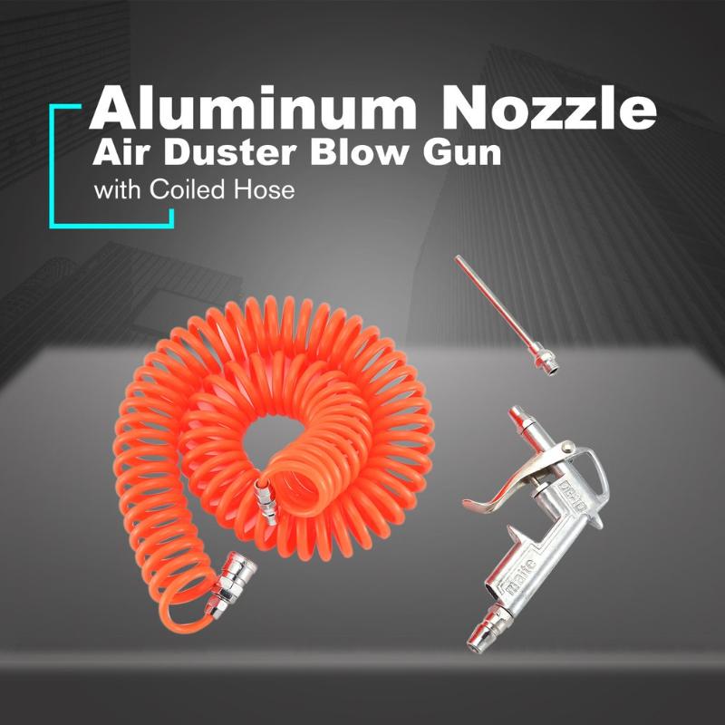 

Aluminum Nozzle Air Duster Blow Gun Pneumatic Dust Removing with 6M Coiled Hose Tool Accessories for Truck Van Lorry Blower
