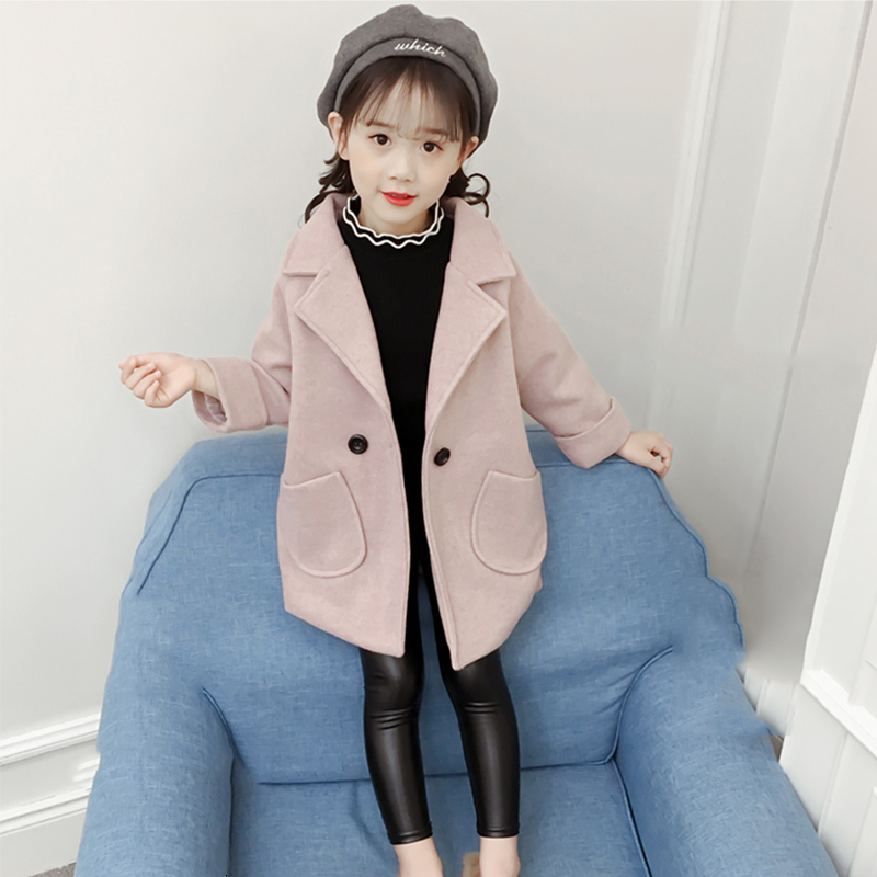 

Kid's Clothes Girls' Fashion Woolen Coat 2019 Autumn and Winter New Single-breasted Outwear Long Wool Girl Jacket Fleece Toddler T191026, Apricot