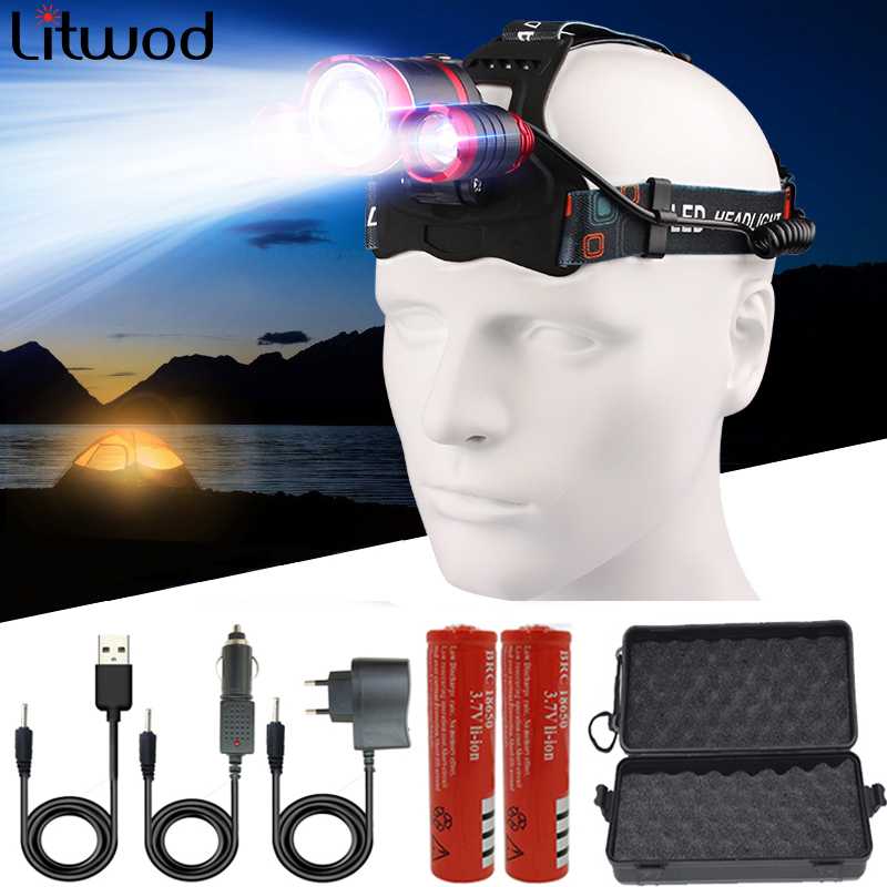 

Headlamps XM-L T6 3 Led Headlamp 4 Modes Headlightlamp Lantern Head Light Lamp Zoomable Rechargeable 18650 Battery Waterproof For Fishing