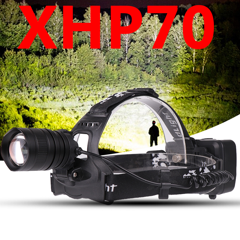 

Z90S2806 LED headlamp Powerful CREE XLamp XHP70 zoom lens headlight 18650 rechargeable battery head lamp torch
