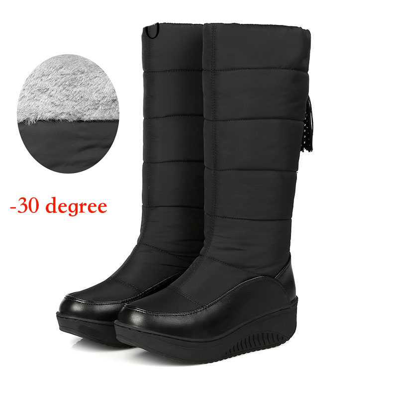 

2020 Winter Warm Waterproof Down Cotton Snow Boots Women's Middle Boots Thick Hair Student Cotton Shoes with Thick Sole HX-39B, Black