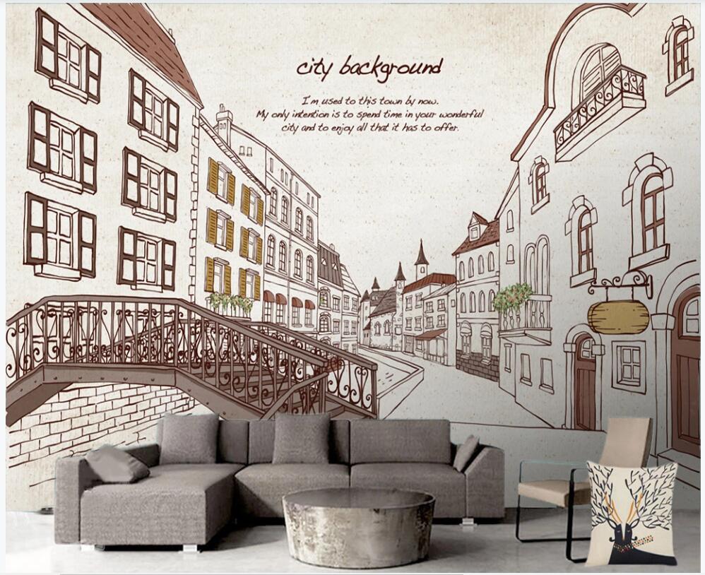 

Custom mural photo wallpaper 3d European-style landscape covered bridge building urban street view store living room wallpaper for walls 3 d, Non-woven wallpaper