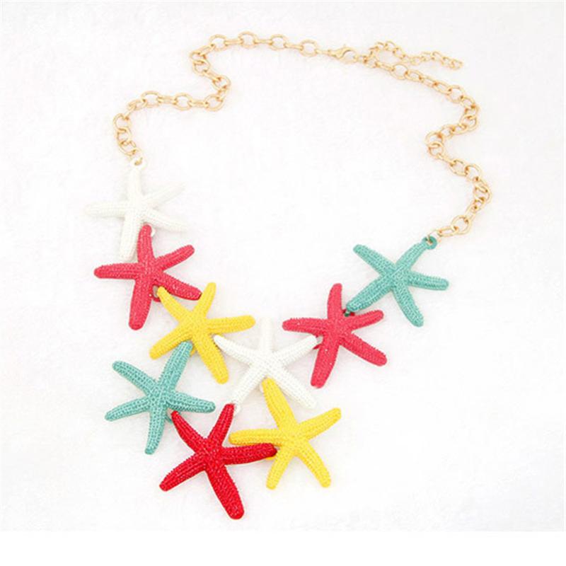 

Colorful Starfish pendant necklace Charms personality Starfish Choker Necklace For Women Best Gift