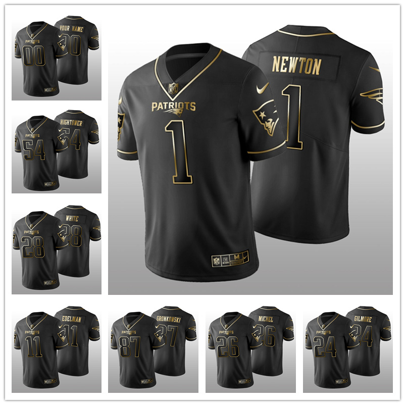 

New EnglandPatriotsMEN WOMEN YOUTH James White Julian Edelman Sony Michel Cam Newton Black Golden football Jersey