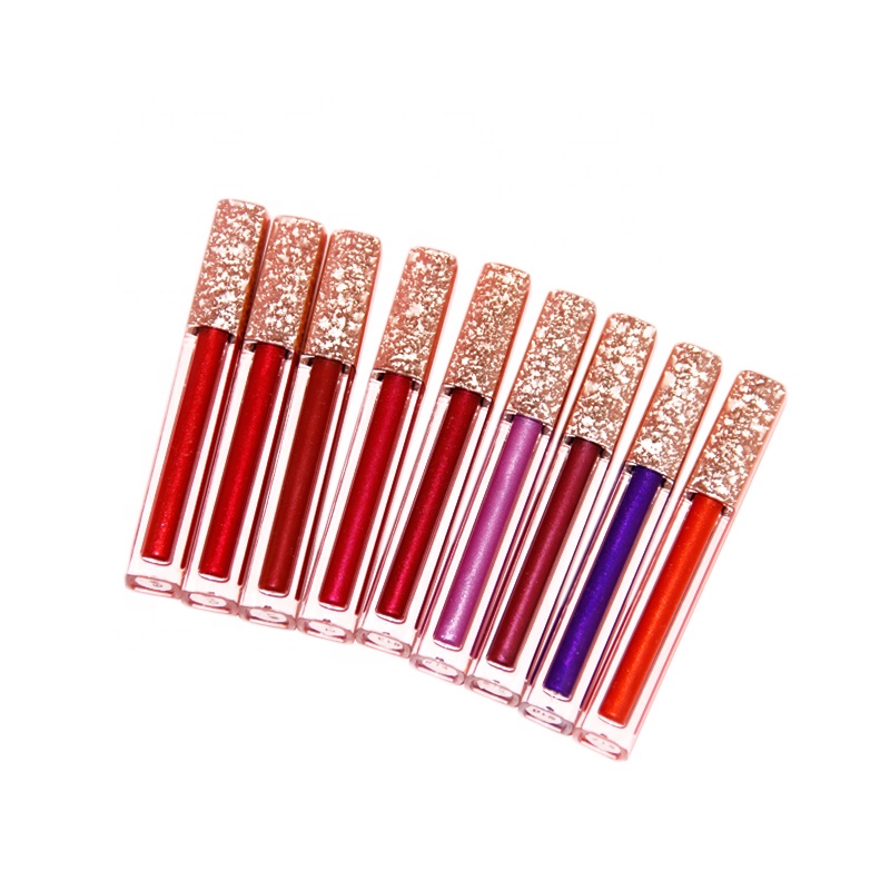 

Wholesale Luxury Rose Gold Custom No Label Makeup Lip Gloss Waterproof 5ml 17 color Metallic Shimmer lip gloss Lipgloss 100pcs, Mix colors