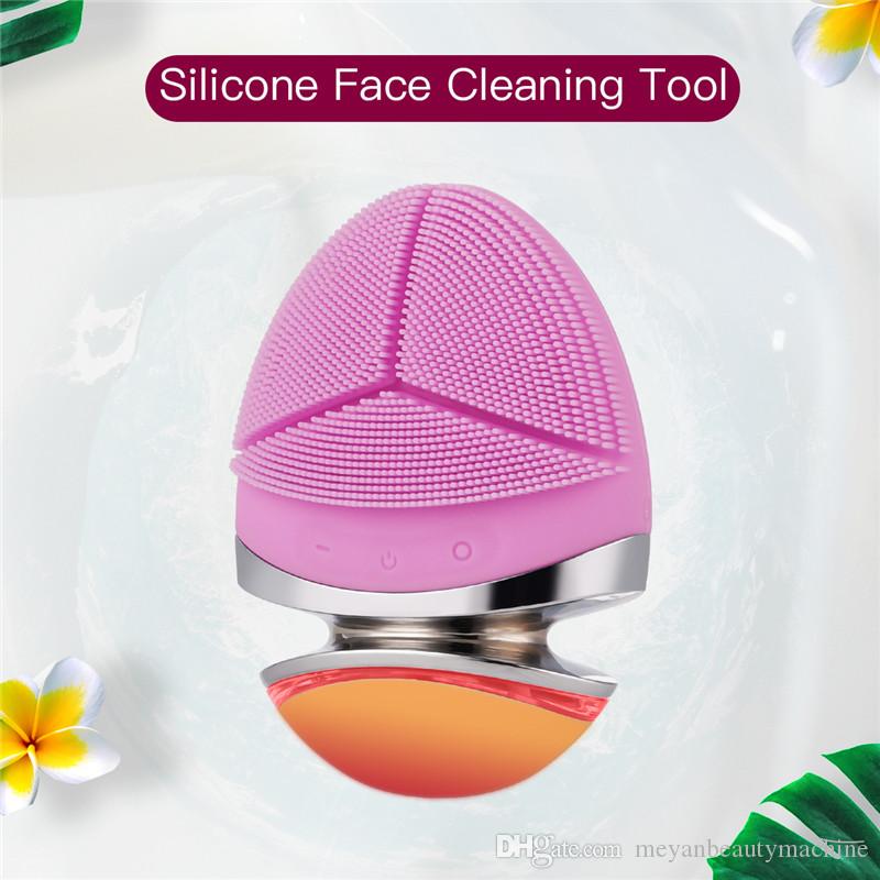 High quality Silicone Electric Facial Cleansing USB Rechargeable Washing Face Brush EMS Nutrition Lead-in Beauty Care Massage-image-589221728