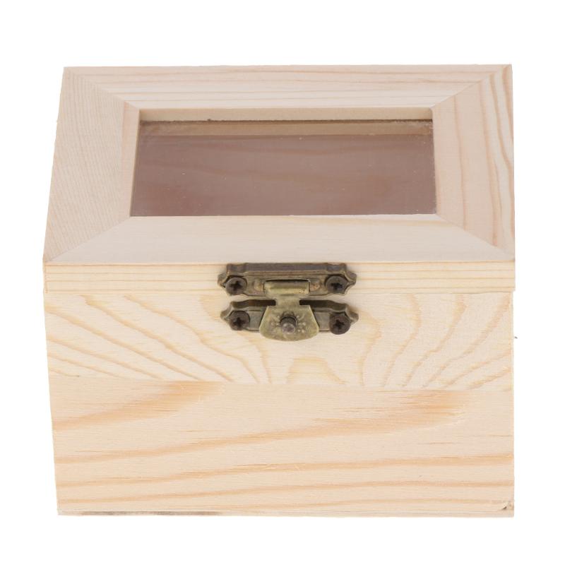 

Clear Glass Top Wooden Chest Jewelry Box for Color Arts Crafts Home Decor, Necklace Bracelet Trinkets Organizer