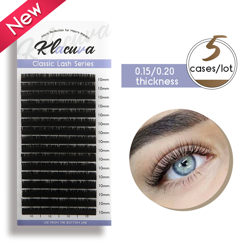 

Klacuva 5boxes 0.15/0.20 Eyelash Extension 16rows Faux Mink Individual Eyelash Natural Classic Lashes Professional Tools