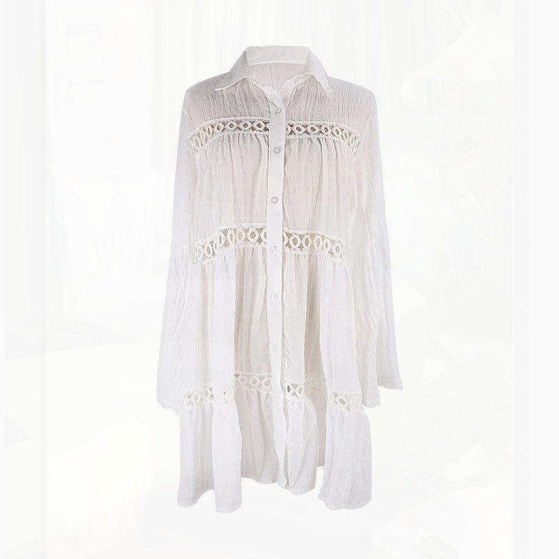 

Swim Cover Up Beach Woman Coverups for Women Plus Size Beach Wear Pareos De Playa Mujer Beachwear Bathing Suit Cover Ups, White