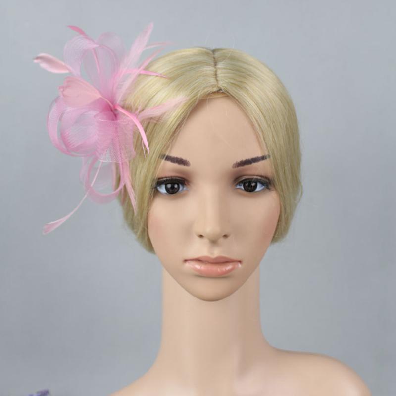 

Fashion Banquet Mesh Knot Vintage Flower Fascinator Party Accessories Wedding Feather Ribbon Hair Band With Clip Women Gift Hat