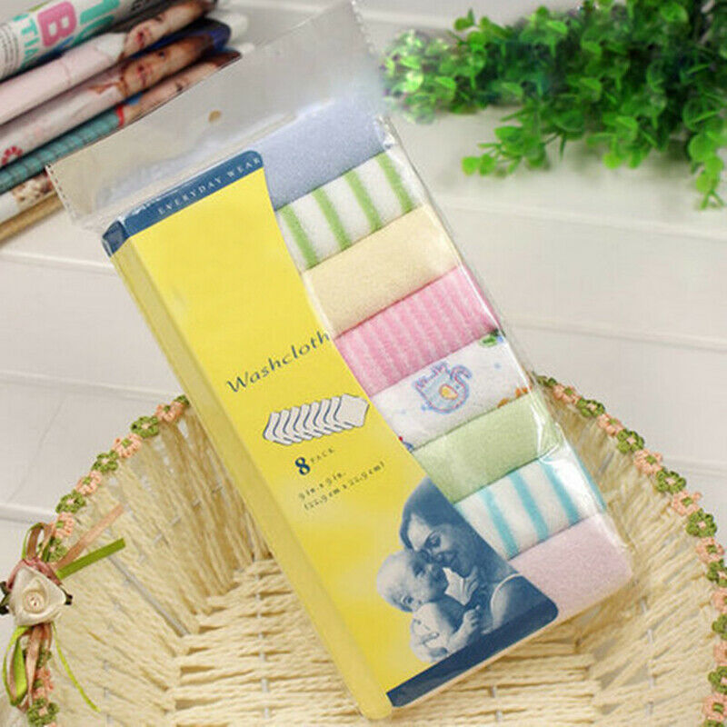 

Towel 8Pcs Baby Bath Washcloths Bathing Feeding Wipe Cloth Wash Soft, Multi