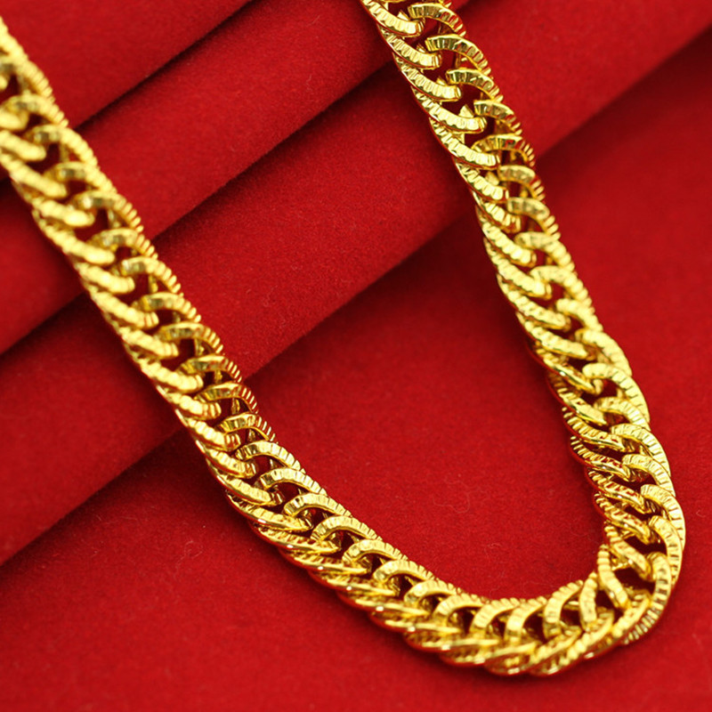 

4 Styles 18 Gold Imitation Gold Necklace Men's Golden Jewelry 6mm Twist Chain Necklace
