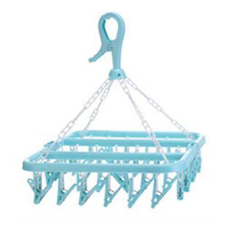 

Folding clothes hanger plastic windproof clothes hanger clip multi-jacket hanging multi-clip
