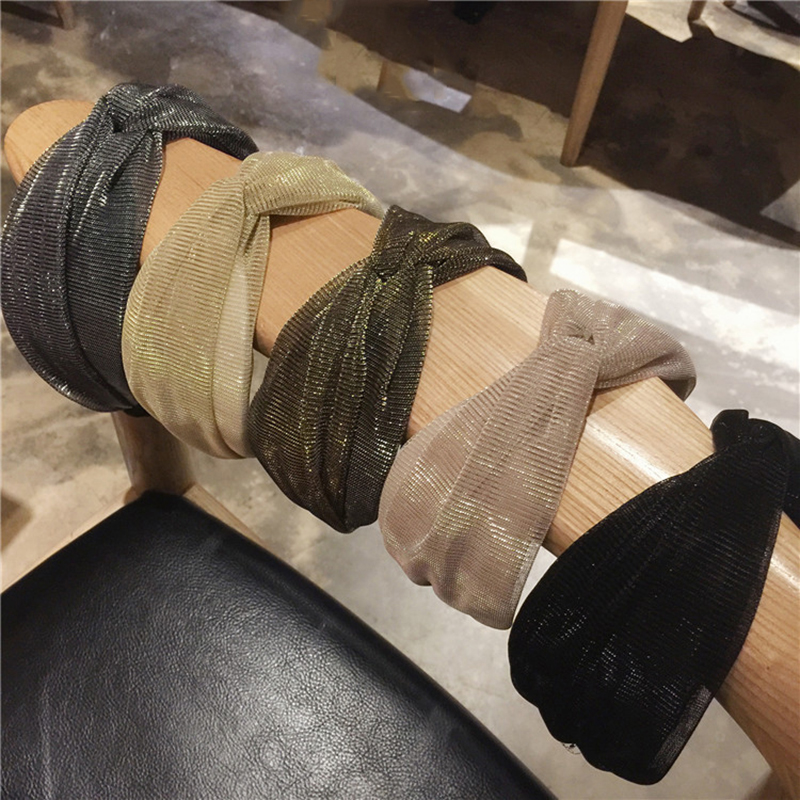 

wide-brimmed retro bright silk headband cross knot Makeup Face Washing Headbands Hair Accessories delicate decoration gifts