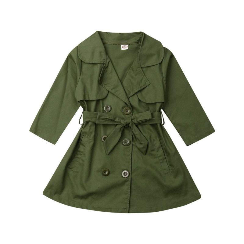 

Baby Girls Long Trench Coat Top Toddler Kids Long Sleeve Jacket Overcoat Outwear Costumes, Khaki
