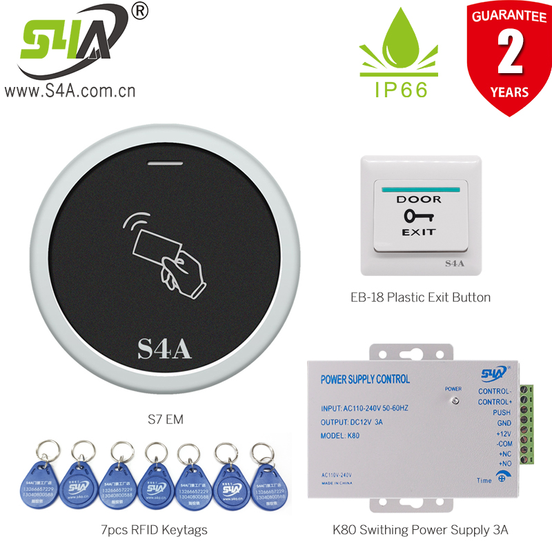 

S4A Waterproof RFID Metal Access Control Outdoor Door Opener Electronic Lock System with EM4100 Keychains