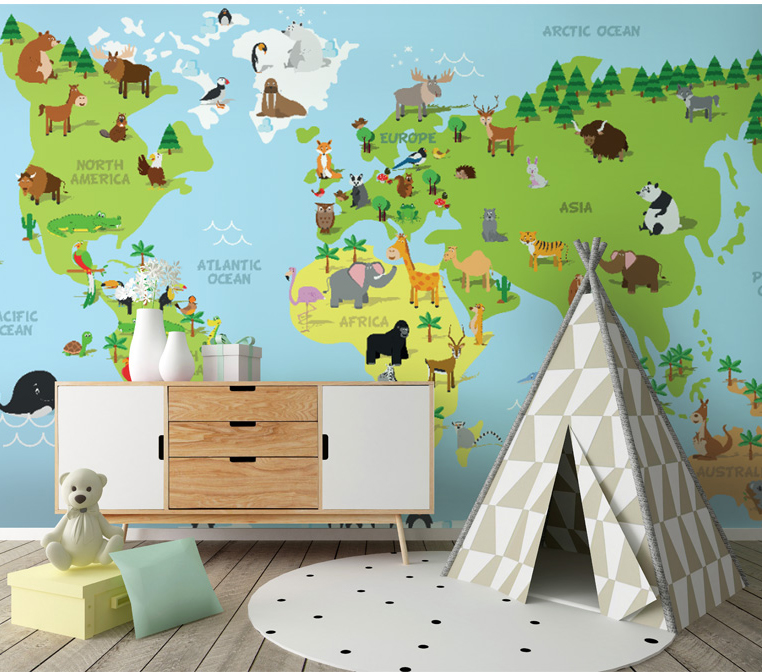 

Bacaz Original-hand 3d Cartoon Wallpaper Mural for Baby Room 3d Cartoon Wall Mural Photo Wall paper Stickers