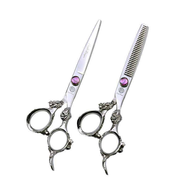 

Purple Dragon 6 inch Professional Hairdressing Scissors Dragon Handle Salon Silver Hair Clipper Hairstylist