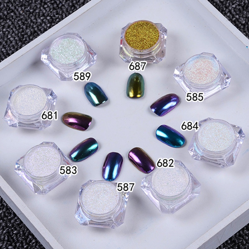 

Fashion Nail Art Pigment Shinning Chameleon Mirror Nails Glitter Powder Chrome Pigment Glitters HJL2020