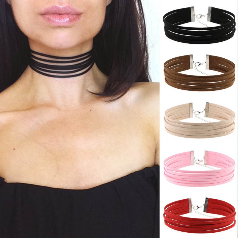 

Black suede choker necklace Leather gothic velvet chokers boho Jewelry Collar 2020 neck Punk Goth jewellery