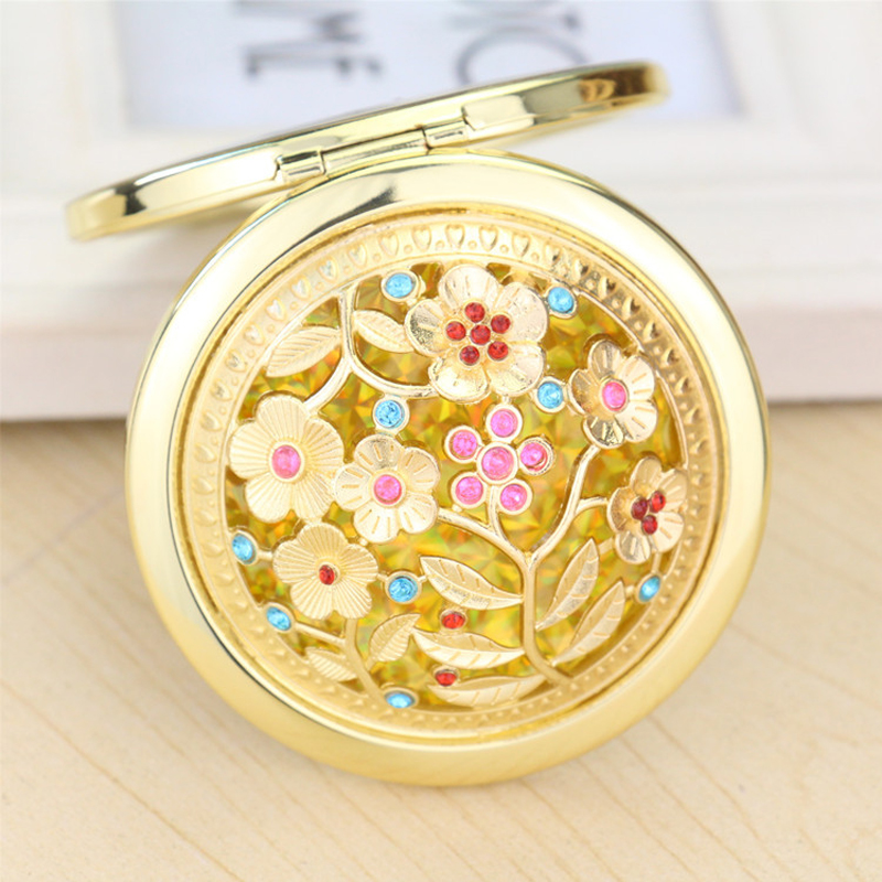 

Retro Gold Hollow Out Double Folding Mirror Portable Metal Make Up Mirrors Wedding Favor Gift for Women Girls