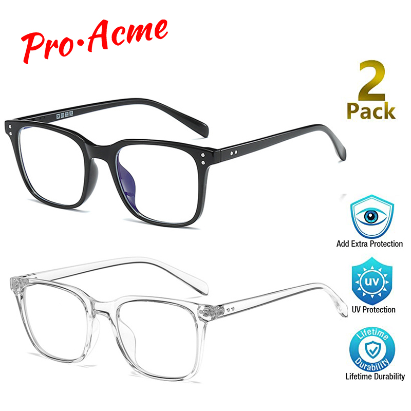 

Pro Acme 2-PACK TR90 Frame Blue Light Blocking Glasses Men Women Anti Eye Strain Computer Gaming Eyeglasses PC1724B