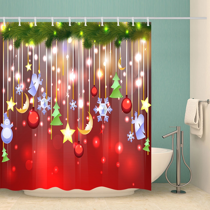 

Christmas Shower Curtain Merry Christmas Home Decor Santa Claus Shower Curtain Sleep Snowman Bathroom or Waterproof Mat