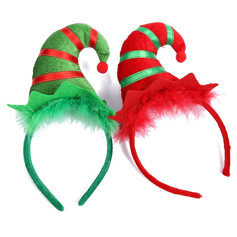 

Christmas Decorations 2PCS Hat Xmas For Home Headband Santa Party Decor Double Hair Band Clasp Head Hoop