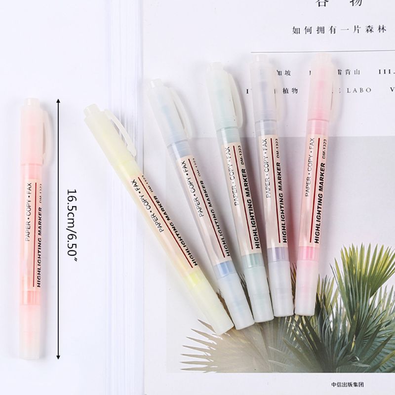 

6 Color Dual Double Headed Highlighter Pen Fluorescent Marker Drawing Stationery M0XB