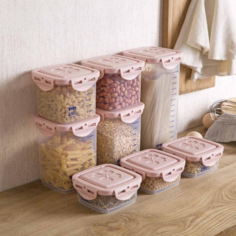 

8Pcs Storage Containers Box Refrigerator Organizer Bean Grain Spice Storage Box Container Eco-Friendly Kitchen Organizer