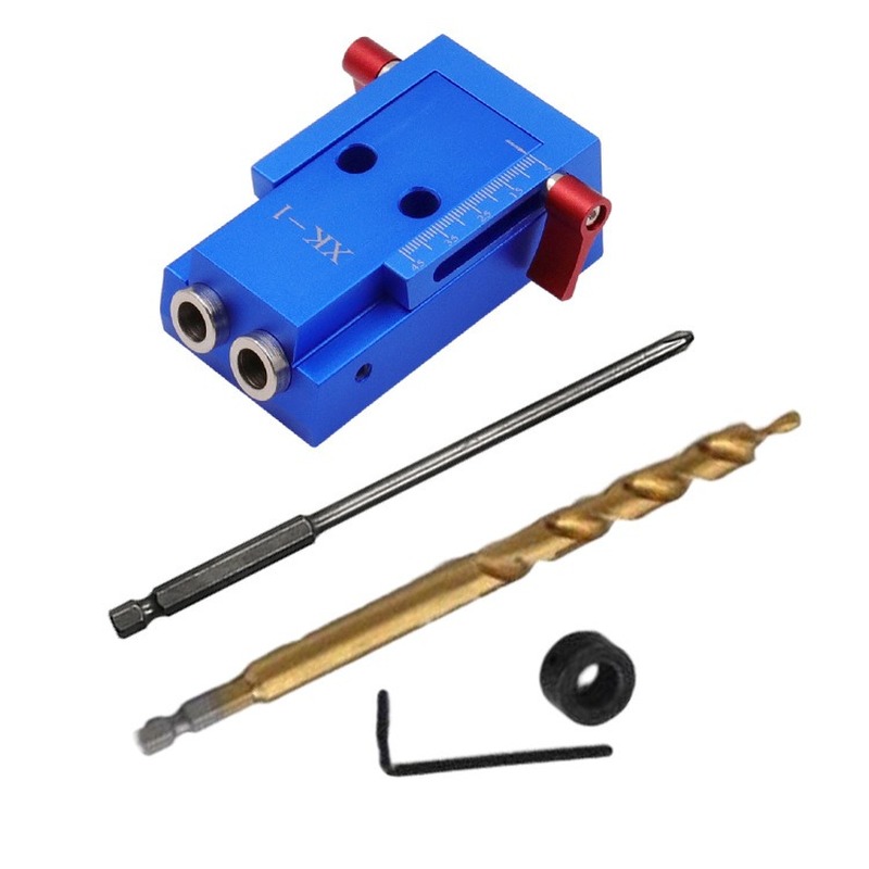 

Aluminum Hole Jig Kit Wood Hole Saw 9.5mm Mini Style Pocket Jig Kit System for Wood Working & Accessories Work Tool