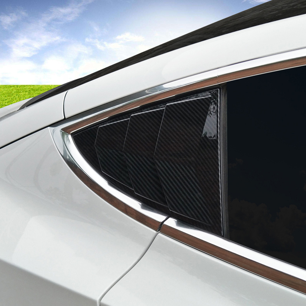 

For Tesla Model 3 2017-2020 Car Rear Side Window Cover Fake Blinds Sticker Frame ABS Carbon Gloss Chrome Exterior Molding Trim