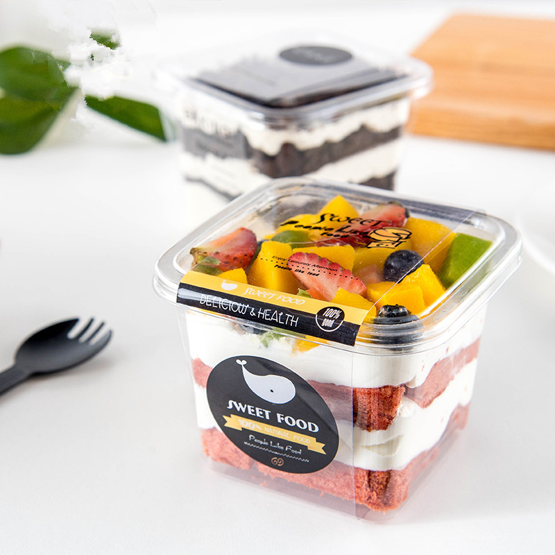 

50pcs High quality square fruit salad packaging box ice cream pudding yogurt box birthday party favor baking decoration gift